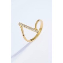 Bague en acier inoxydable dorée ou argenté- Trait
