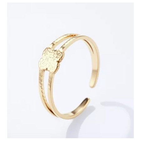 Bague en acier inoxydable dorée - trèfle simple ajustable