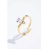 Bague en acier inoxydable dorée - strass ajustable