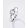 Bague en acier inoxydable argent - carré strassé ajustable