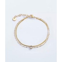 Bracelet en acier inoxydable Or ou Argent strass