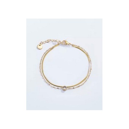 Bracelet en acier inoxydable Or ou Argent strass