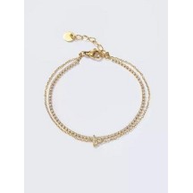 Bracelet en acier inoxydable Or ou Argent strass et fleur