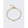 Bracelet en acier inoxydable Or ou Argent strass et fleur