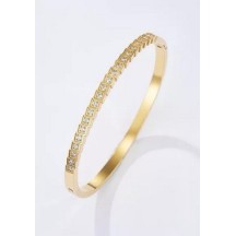 Bracelet Jonc en acier inoxydable Or ou Argent strass 2