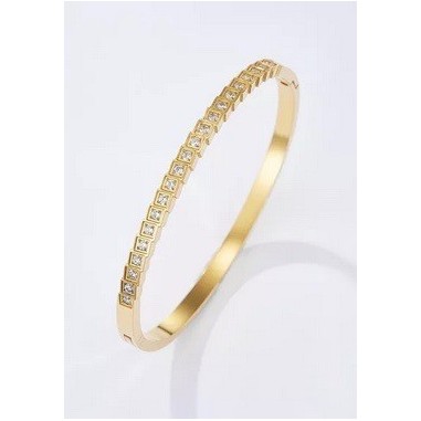 Bracelet Jonc en acier inoxydable Or ou Argent strass