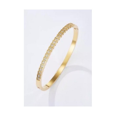 Bracelet Jonc en acier inoxydable Or ou Argent strass