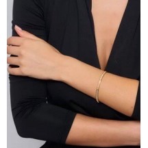 Bracelet Jonc nacré en acier inoxydable doré et strass