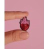 Broche Coeur Enflammé fait main broderie cannetille