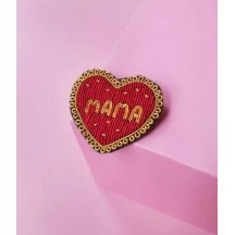 Broche Mama - broderie fait main cannetille 2