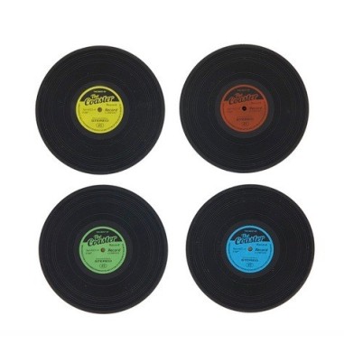 Sous-verre, en forme de Disque vinyl x4, silicone