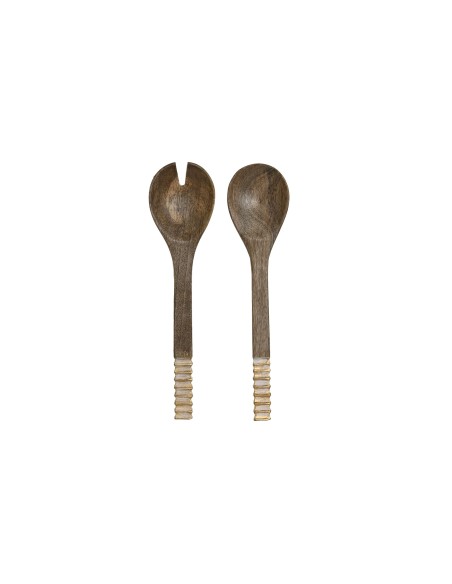 SET de 2 couverts à salade/service en Manguier DÉCAPAGE DORÉ