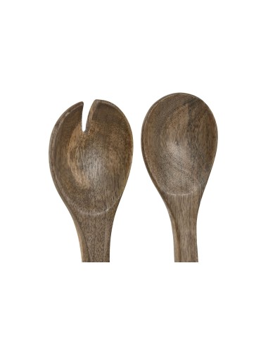 SET de 2 couverts à salade/service en Manguier DÉCAPAGE DORÉ