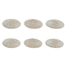 SET de 6 DESSOUS DE VERRES en BAMBOU et ROTIN BLANC 2