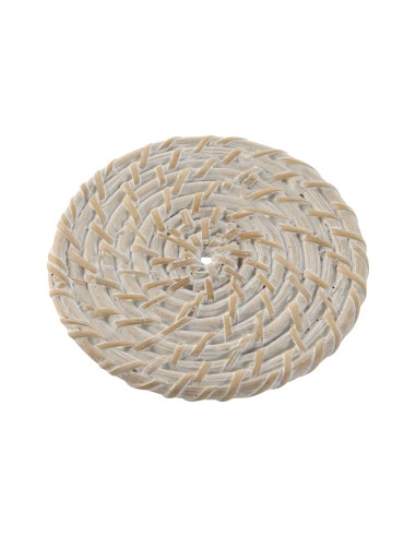 SET de 6 DESSOUS DE VERRES en BAMBOU et ROTIN BLANC