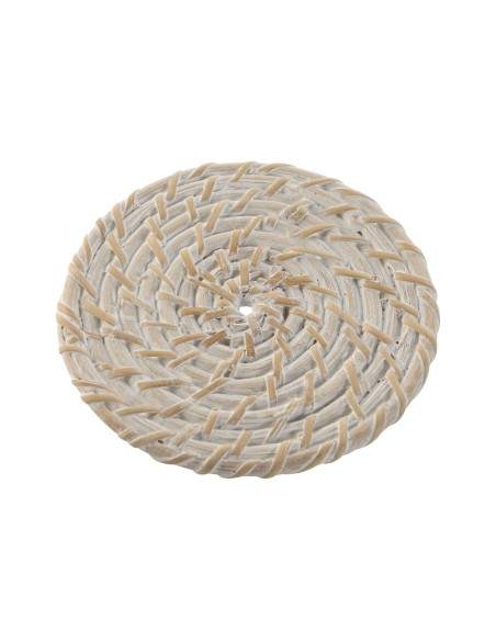 SET de 6 DESSOUS DE VERRES en BAMBOU et ROTIN BLANC
