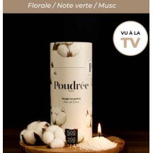 Boite Bougie "Poudrée Paris" parfumée FLEUR DE COTON 500 g - 200 heures