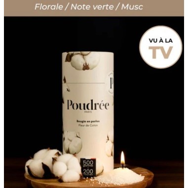 Boite Bougie "Poudrée Paris" parfumée FLEUR DE COTON 500 g - 200 heures