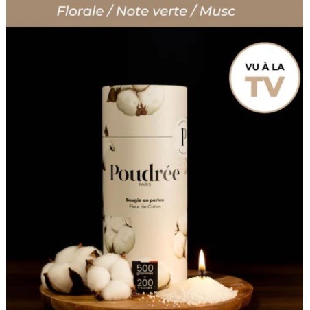 Boite Bougie "Poudrée Paris" parfumée FLEUR DE COTON 500 g - 200 heures