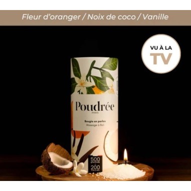 Boite Bougie "Poudrée Paris" parfumée MASSAGE A BALI 500 g - 200 heures