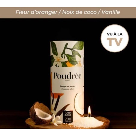 Boite Bougie "Poudrée Paris" parfumée MASSAGE A BALI 500 g - 200 heures
