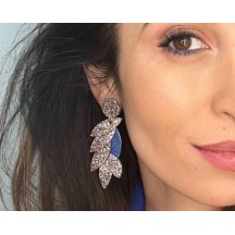 Boucles d'oreilles COLIBRI GLITTER en cuir/ Bleu Métallisé 2