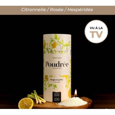 Boite Bougie "Poudrée Paris" parfumée CITRONNELLE 500 g - 200 heures
