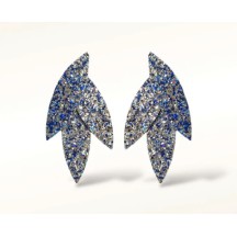Boucles d'oreilles FRIDA Glitter en cuir/Bleu argent pailleté