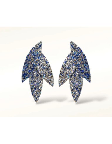 Boucles d'oreilles FRIDA Glitter en cuir/Bleu argent pailleté