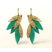 Boucles d'oreilles en cuir Fidji (créoles) velours vert