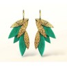 Boucles d'oreilles en cuir Fidji (créoles) velours vert