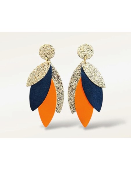 Boucles d'oreilles PAMPA Fit Orange fluo/bleu métallisé