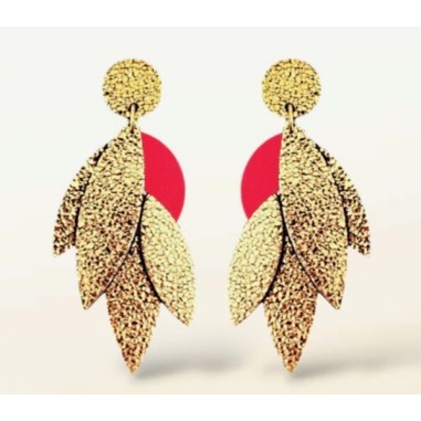 Boucles d'oreilles Sunny rouge corail