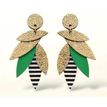 Boucles d'oreilles Sunrise marinière noir et vert