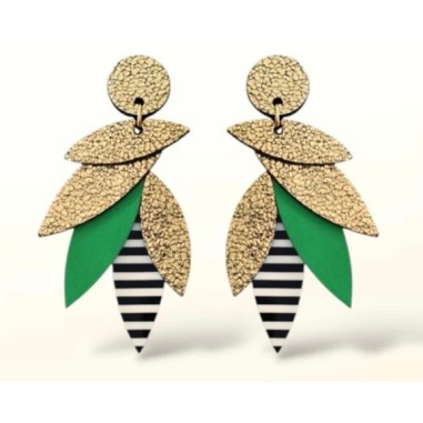 Boucles d'oreilles Sunrise marinière noir et vert