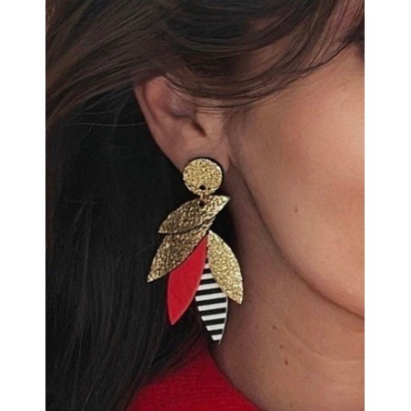 Boucles d'oreilles Sunrise marinière noir et vert