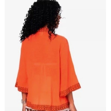 KIMONO Façon veste été courte manches 3/4 - orange