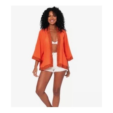 KIMONO Façon veste été courte manches 3/4 - orange