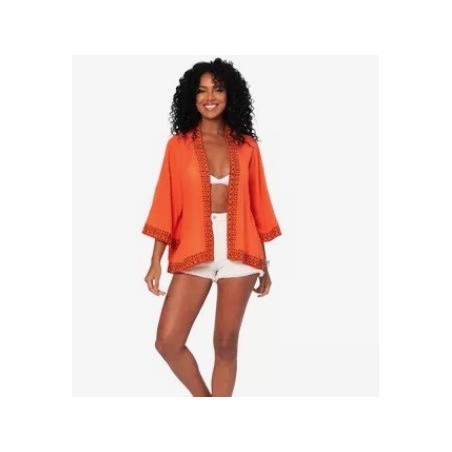 KIMONO Façon veste été courte manches 3/4 - orange