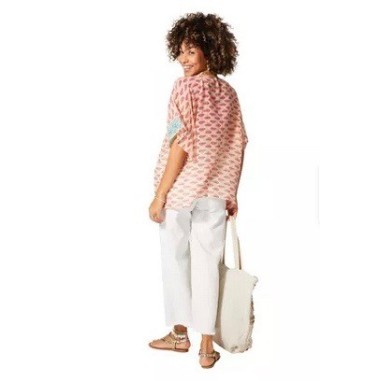 KIMONO Façon veste été courte manches courtes (crème, turquoise, rose, or)