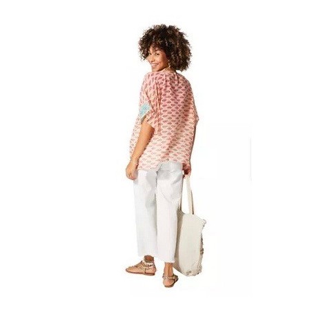 KIMONO Façon veste été courte manches courtes (crème, turquoise, rose, or)