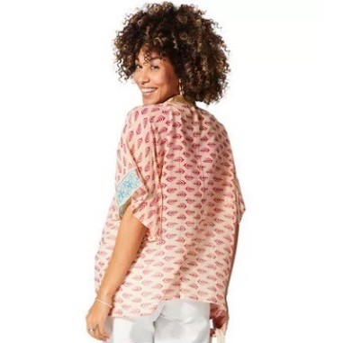 KIMONO Façon veste été courte manches courtes (crème, turquoise, rose, or)