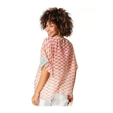 KIMONO Façon veste été courte manches courtes (crème, turquoise, rose, or)