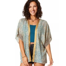KIMONO Façon veste été courte manches courtes (crème, pétrole, noir, or)