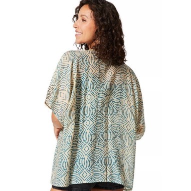 KIMONO Façon veste été courte manches courtes (crème, pétrole, noir, or)