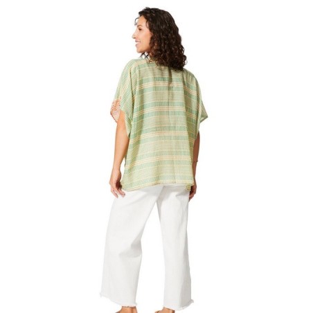 KIMONO Façon veste été courte manches courtes (crème, vert, orange, or)