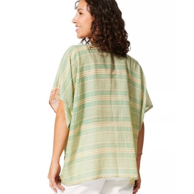 KIMONO Façon veste été courte manches courtes (crème, vert, orange, or)