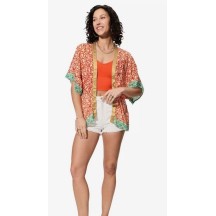KIMONO Façon veste été courte manches courtes (crème, vert, orange, or)