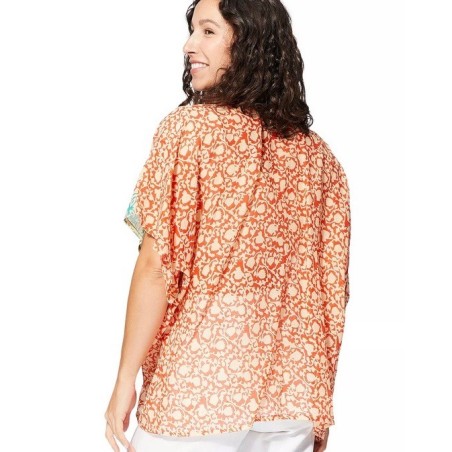 KIMONO Façon veste été courte manches courtes (crème, vert, orange, or)