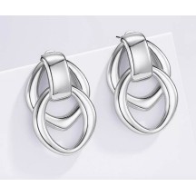 Boucles d'oreilles en acier inoxydable Argent- Anneaux
